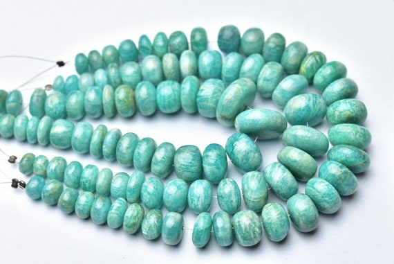 Big Beautiful Amazonite Rondelle Beads - 8 Inches - Natural Smooth Shape Rondelles Beads - Size Is 6.5-13mm #2193