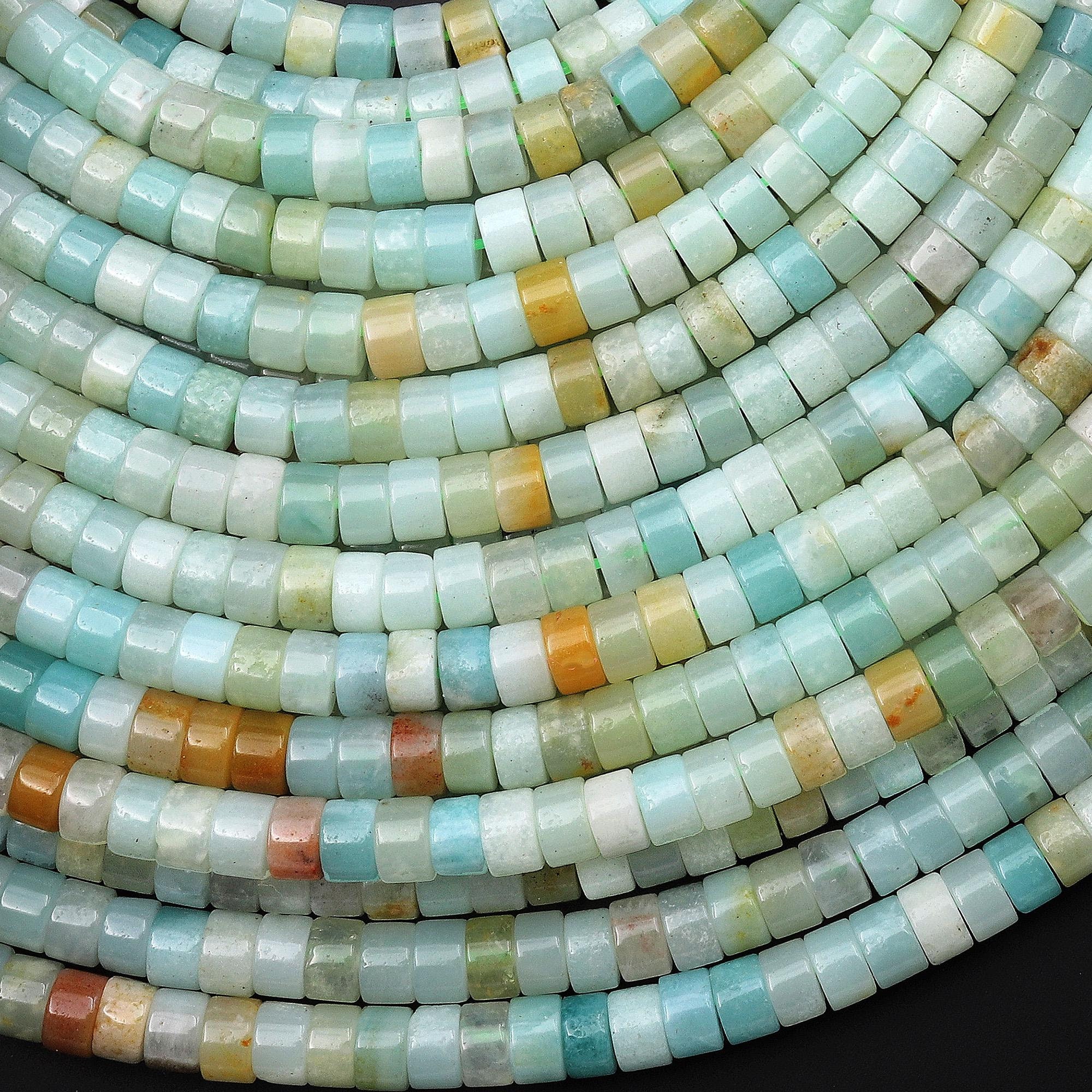 Natural Amazonite 4mm Heishi Rondelle Beads 15.5" Strand