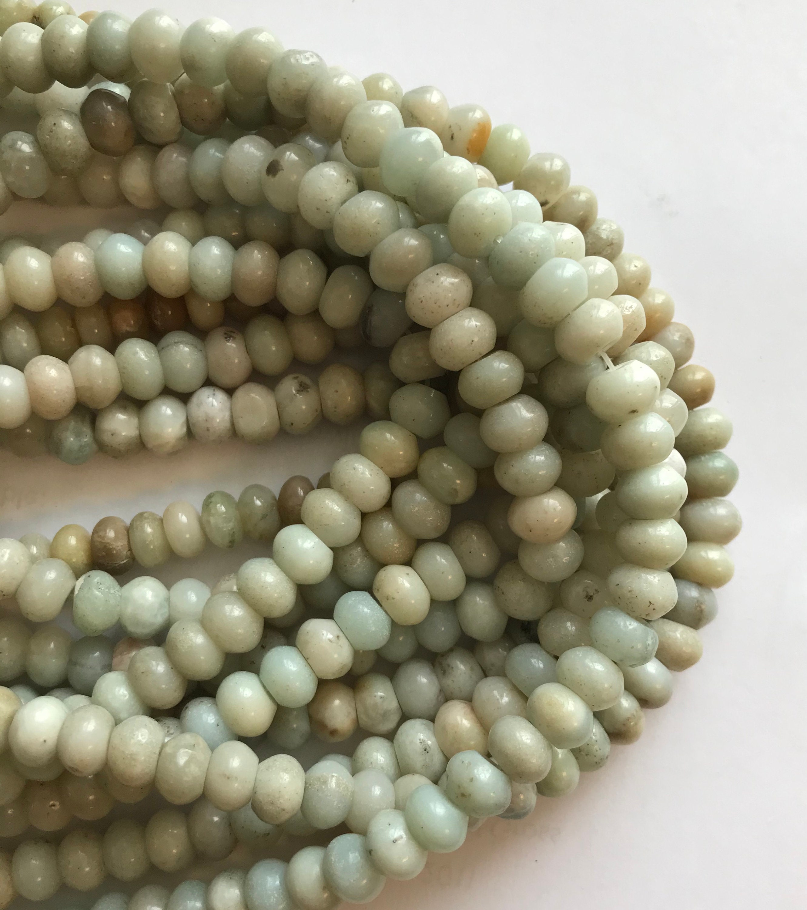 Natural Amazonite 8x5mm Rondelle Gemstone Beads--15.5"