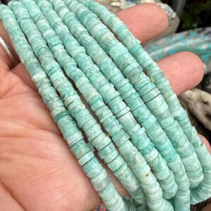 Amazonite Natural Aqua Hand Cut Round Heishi Rondelle Gemstone Spacer Beads 5-6mm With .4mm Hole Amazonite Natural Aqua Hand Cut Round Heishi Rondelle Gemstone Spacer Beads 5-6mm With .4mm Hole