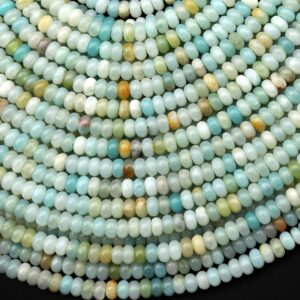 Natural Blue Green Amazonite 4mm Rondelle Beads 15.5" Strand Natural Blue Green Amazonite 4mm Rondelle Beads 15.5" Strand