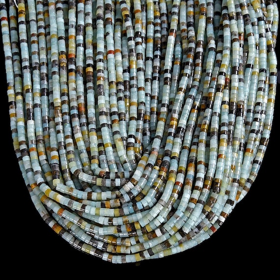 Natural Amazonite Gemstone 4x2mm Heshi Rondelle Slice Beads 14.5 Inch Full Strand Bulk Lot 1,2,6,12 And 50 (80019467-p105)