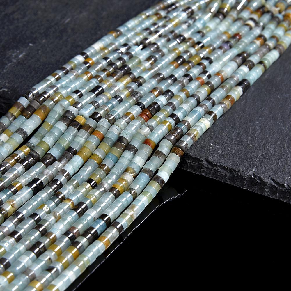 Natural Amazonite Gemstone Heshi Rondelle Slice 4x2mm Loose Beads 14.5 Inch Full Strand (80019467-p105)