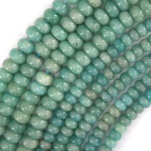 Natural Green African Amazonite Rondelle button Beads 15" Strand 6mm 8mm Natural Green African Amazonite Rondelle button Beads 15" Strand 6mm 8mm