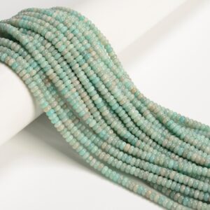 Natural Green Amazonite Smooth Rondelle Beads Size 2x4mm 15'' Strand Natural Green Amazonite Smooth Rondelle Beads Size 2x4mm 15'' Strand