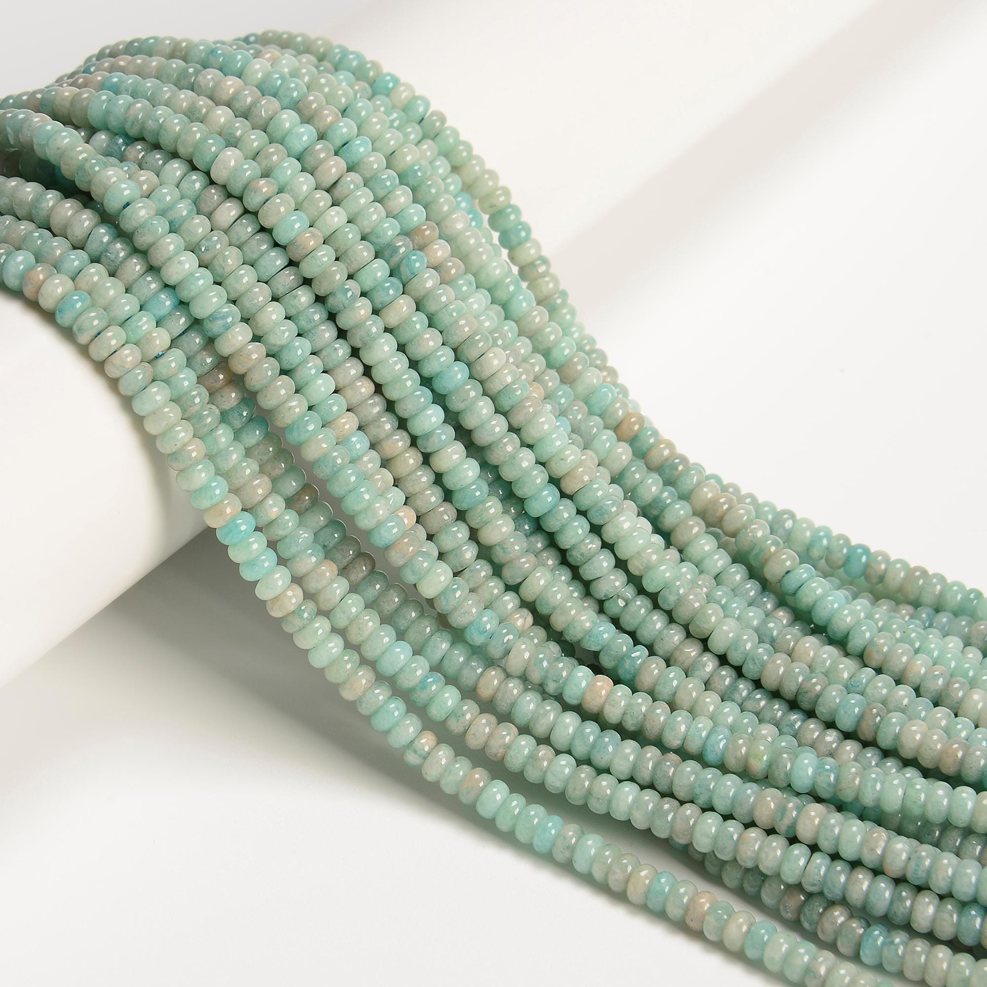 Natural Green Amazonite Smooth Rondelle Beads Size 2x4mm 15'' Strand Natural Green Amazonite Smooth Rondelle Beads Size 2x4mm 15'' Strand