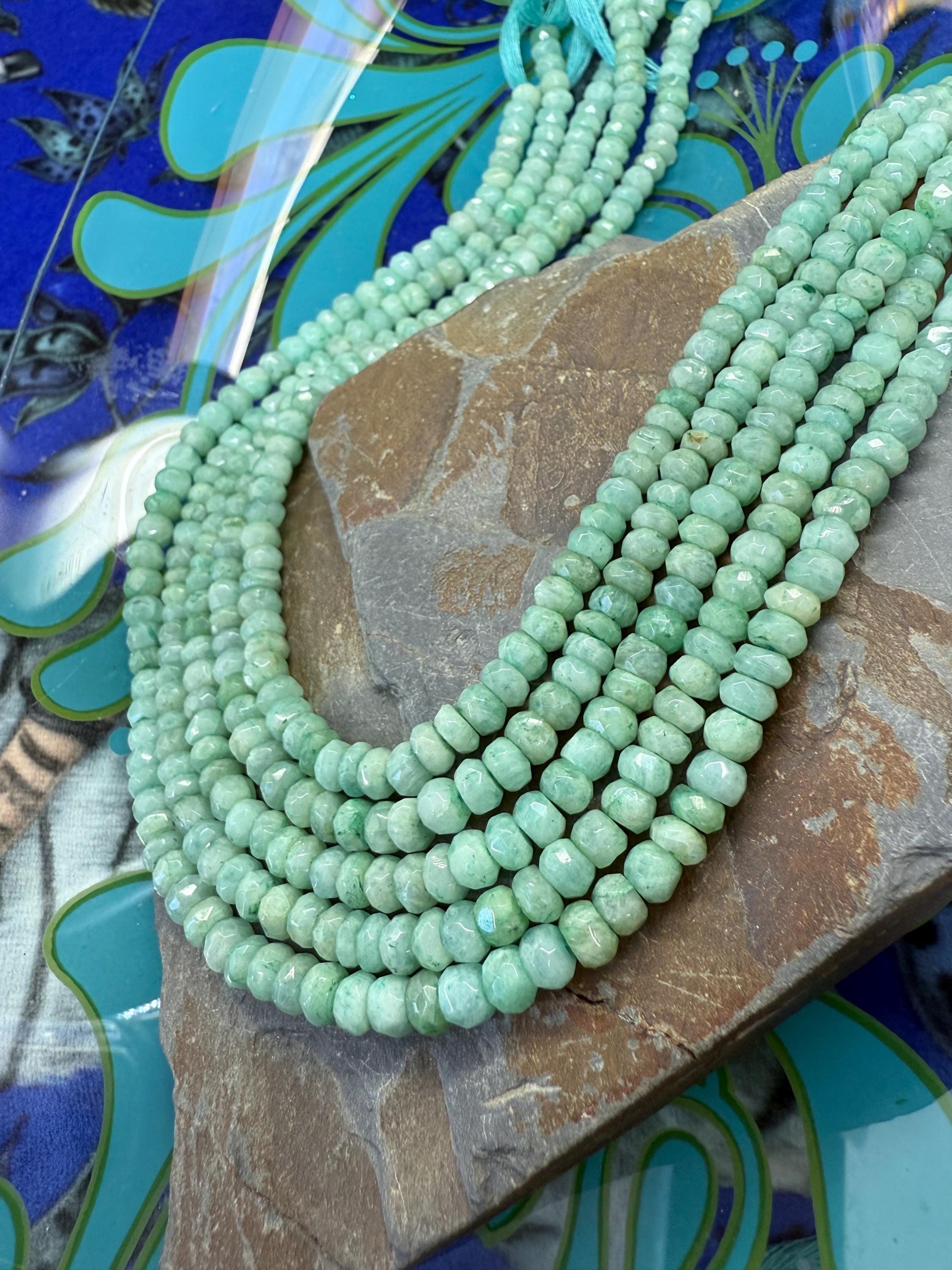 Amazonite Natural Handfaceted Rondelle Spacer Beads 5mm With .4mm Hole Amazonite Natural Handfaceted Rondelle Spacer Beads 5mm With .4mm Hole