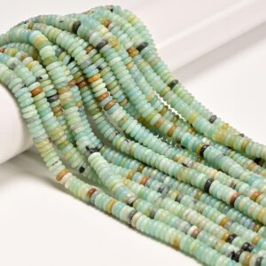 Natural Multi-color Amazonite Smooth Rondelle Beads Size 2x6mm 15.5'' Strand