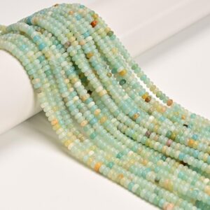 Natural Multi-color Amazonite Smooth Rondelle Beads Size 2x4.5mm 15.5'' Strand Natural Multi-color Amazonite Smooth Rondelle Beads Size 2x4.5mm 15.5'' Strand
