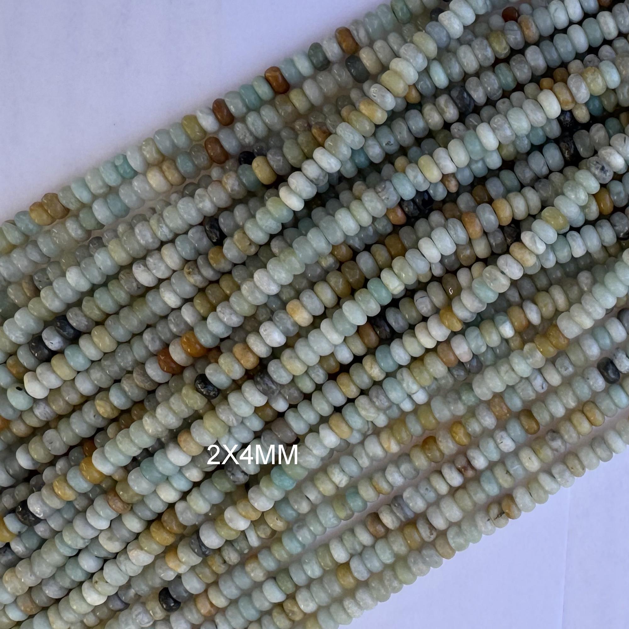 Natural Multicolor Amazonite Rondelle Button Beads 15" Strand 4mm 6mm 8mm Natural Multicolor Amazonite Rondelle Button Beads 15" Strand 4mm 6mm 8mm