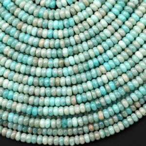 Natural Peruvian Sea Blue Green Amazonite 4mm Smooth Rondelle Beads 15.5" Strand Natural Peruvian Sea Blue Green Amazonite 4mm Smooth Rondelle Beads 15.5" Strand