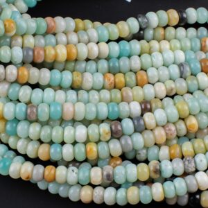 Natural AMAZONITE  roundel sizes 6mm, 8mm, 10mm, 14mm- Full 15.5 Inch Strand  Smooth Gemstone Beads