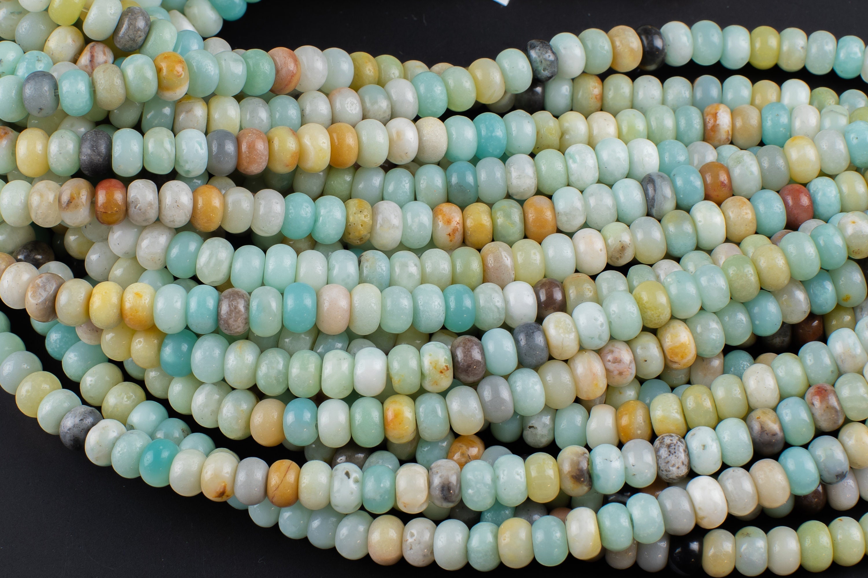 Natural Amazonite  Roundel Sizes 6mm, 8mm, 10mm, 14mm- Full 15.5 Inch Strand  Smooth Gemstone Beads