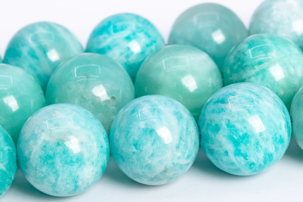 11mm Genuine Natural Peruvian Amazonite Beads Grade A+ Light Green Gemstone Full Strand Round Loose Beads 15.5" (113307-3683)