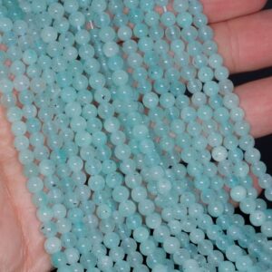 5-6mm Aqua Amazonite Gemstone Light Aqua Blue Grade AA Round Loose Beads 15.5 inch Full Strand LOT 1,2,6,12 and 50 (80000766-207)