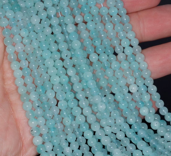 5-6mm Aqua Amazonite Gemstone Light Aqua Blue Grade Aa Round Loose Beads 15.5 Inch Full Strand Lot 1,2,6,12 And 50 (80000766-207)
