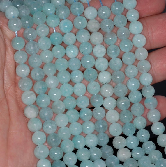 5-6mm Aqua Amazonite Gemstone Light Blue Round Loose Beads 15.5 Inch Full Strand Lot 1,2,6,12 And 50 (80000765-210)