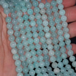 8mm Aqua Amazonite Gemstone Light Blue Round Loose Beads 15.5 inch Full Strand LOT 1,2,6,12 and 50 (80000787-210)