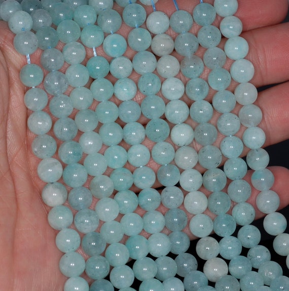 8mm Aqua Amazonite Gemstone Light Blue Round Loose Beads 15.5 Inch Full Strand Lot 1,2,6,12 And 50 (80000787-210)