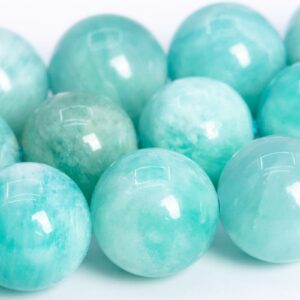 9MM Genuine Natural Peruvian Amazonite Beads Grade A Light Green Gemstone Full Strand Round Loose Beads 15" (113299-3682)