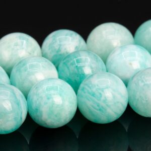 9MM Genuine Natural Peruvian Amazonite Beads Grade A+ Light Green Cloudy Gemstone Round Loose Beads 15" / 7.5"  Bulk Lot Options (113401)
