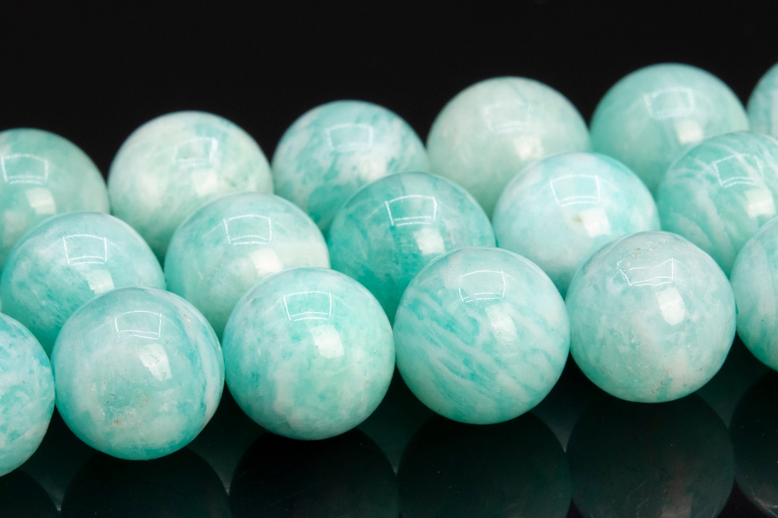 9mm Genuine Natural Peruvian Amazonite Beads Grade A+ Light Green Cloudy Gemstone Round Loose Beads 15" / 7.5" Bulk Lot Options (113401)