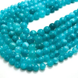 Amazonite Beads, Blue Amazonite Polished Smooth Round 6mm 8mm 10mm Gemstone Beads - Rn118