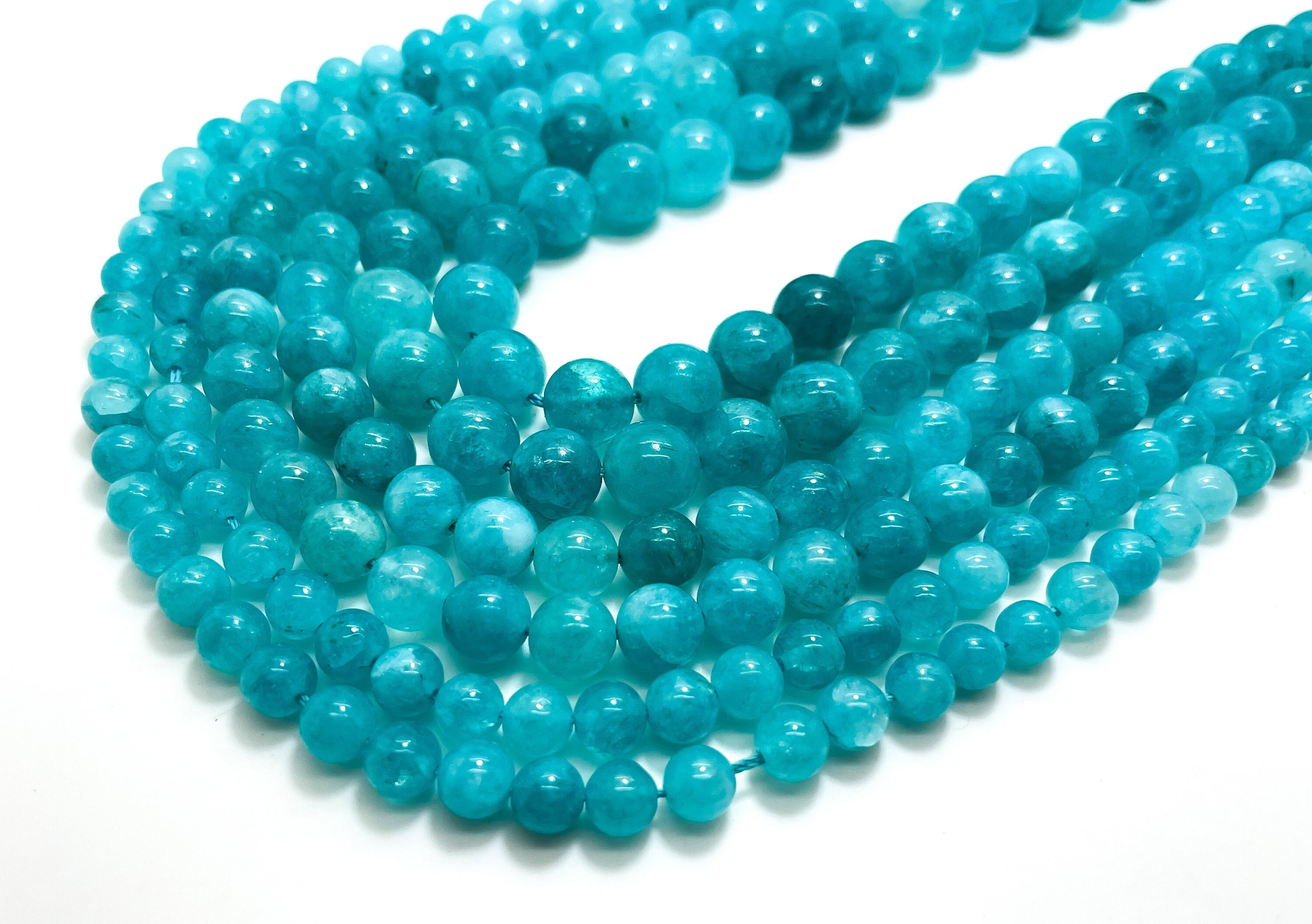 Amazonite Beads, Blue Amazonite Polished Smooth Round 6mm 8mm 10mm Gemstone Beads - Rn118
