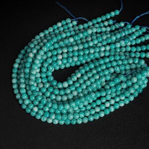 Blue Green Amazonite Aqua Wavy Stripes Beads Natural Grade AA Gemstone Round Loose Beads 4MM 6MM 8MM 10MM  Bulk Lot Options