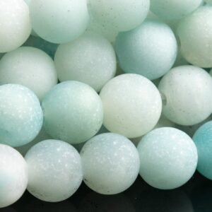 Genuine Natural Amazonite Gemstone Beads 5-6MM Matte Blue Round A Quality Loose Beads (103132)