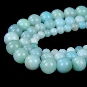 Genuine Natural Amazonite Gemstone Grade Aa Round Smooth 4mm 6mm 8mm 10mm Loose Beads 15 inch Full Strand (126A)