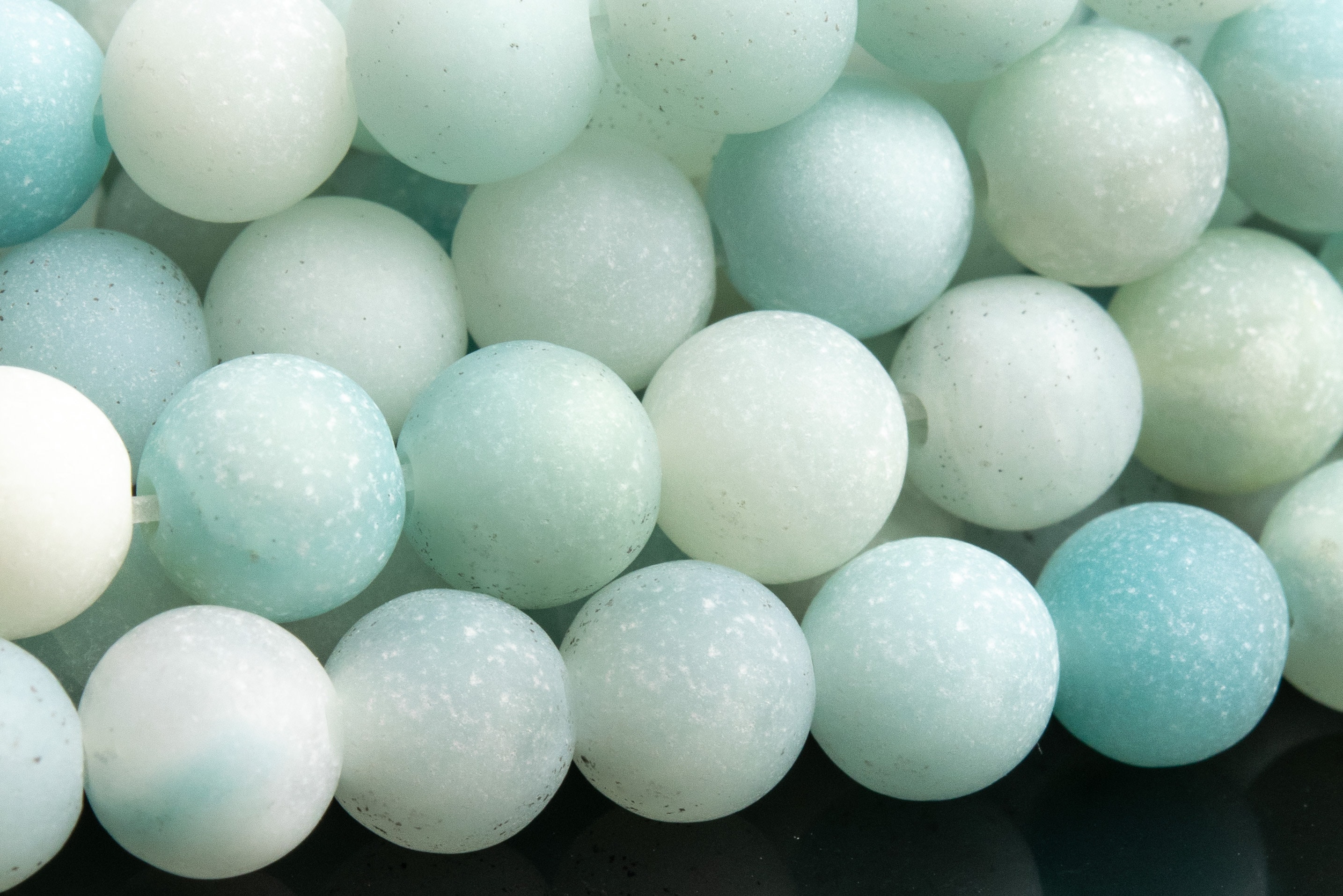 Genuine Natural Amazonite Gemstone Beads 5-6mm Matte Blue Round A Quality Loose Beads (103132)
