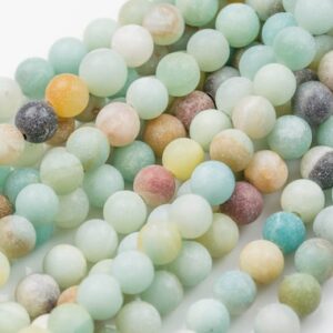 LARGE-HOLE beads!!! 8mm or 10mm Matte-finished round. 2mm hole. 7-8" strands. Matt Amazonite. Big Hole Beads