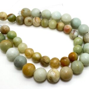 Natural Green Amazonite Smooth Round Gemstone 8mm 10mm Beads (8" Strand - 2.5 Mm Hole) - 8rn17