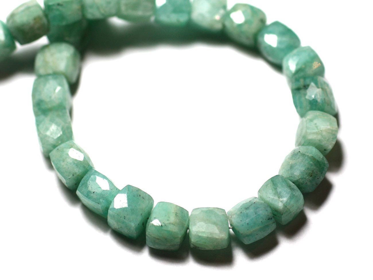 1pc - Perle De Pierre - Amazonite Cube Facetté 6-7mm - 8741140008830