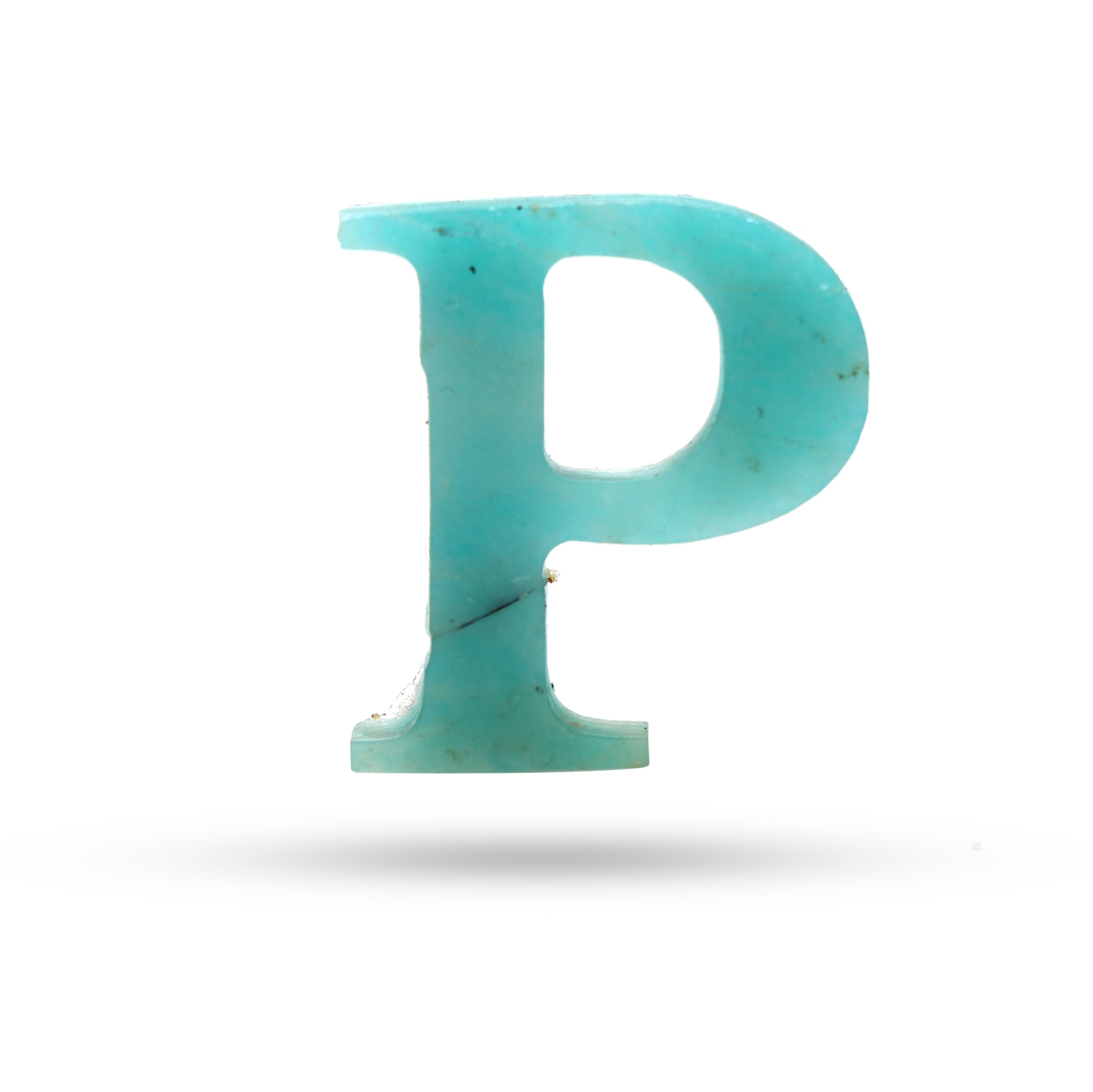 Amazonite Alphabetic Carving Loose Gemstone, 28x30 Mm, Amazonite Jewelry Handmade Gift For Women, 1 Piece