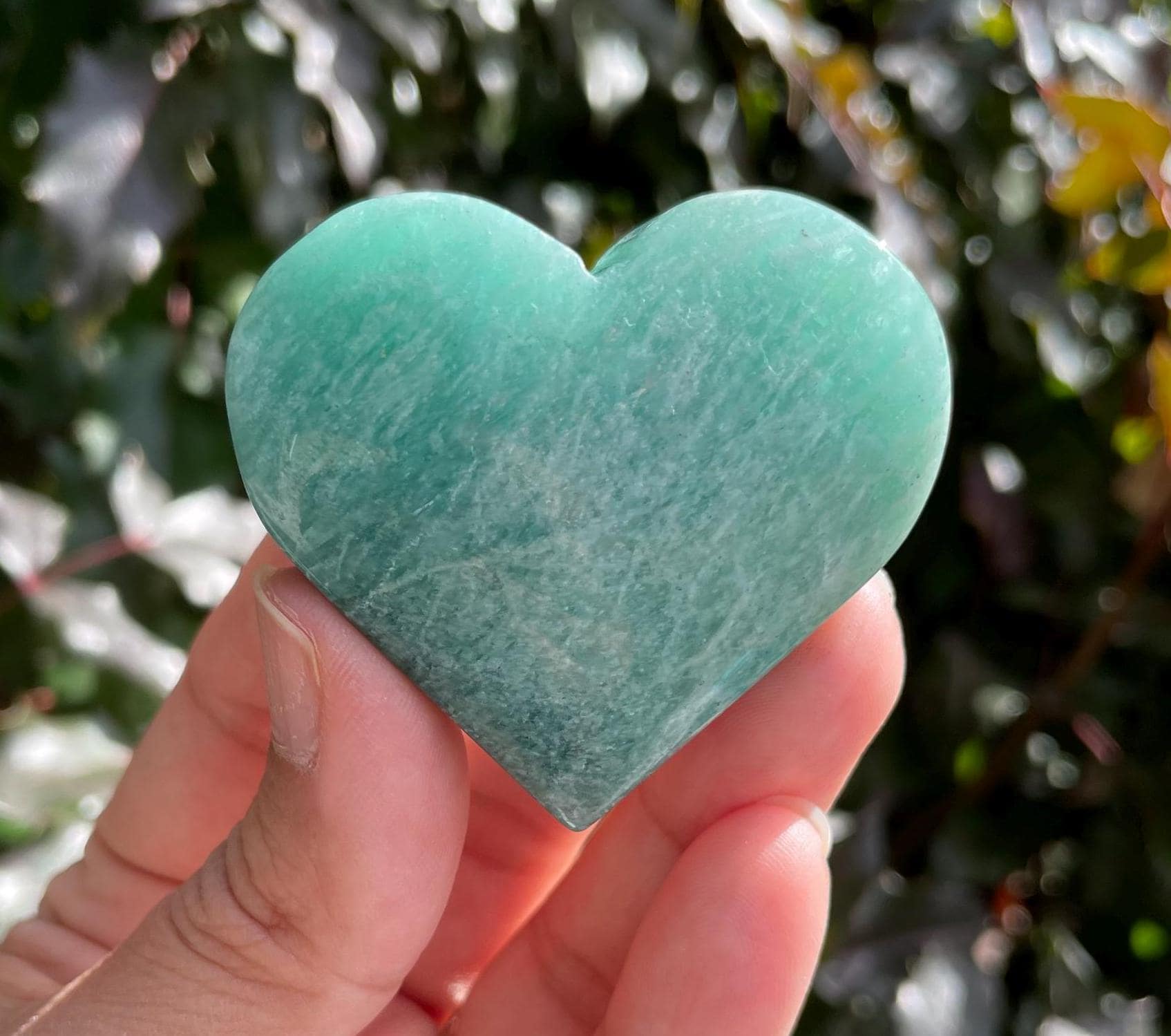 Blue Amazonite Crystal Heart Stone: Natural Gemstone (59.4g)