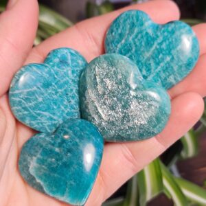 Amazonite Crystal Heart Carving: A-grade Teal Amazonite