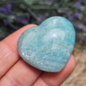Amazonite Crystal Heart: Teal Aqua Heart Carving (1-1.25")