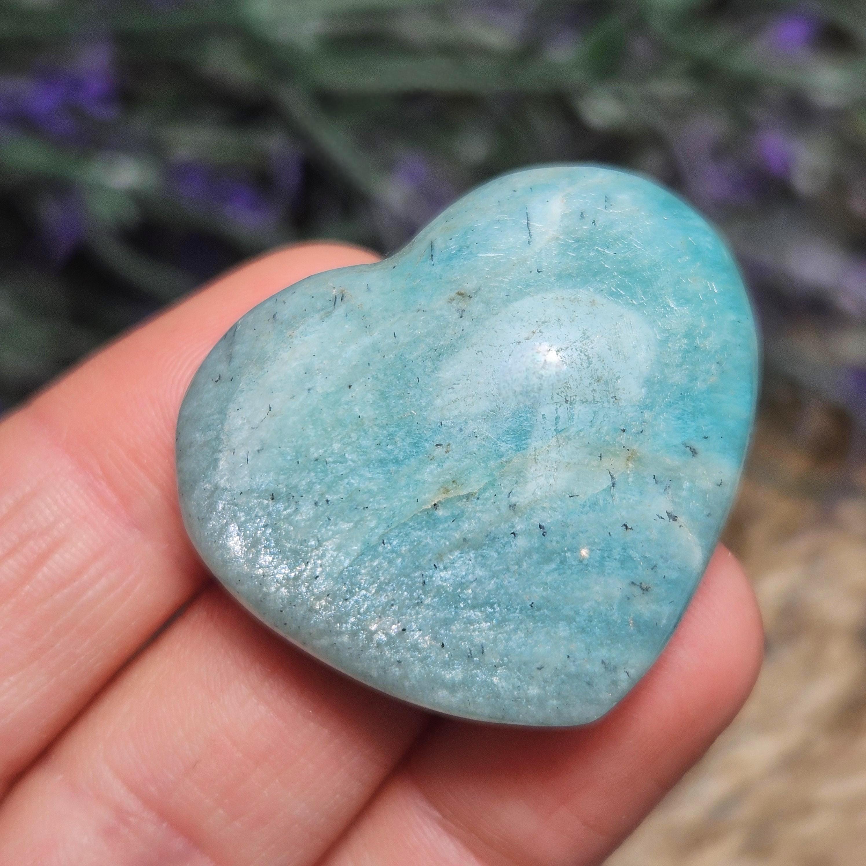 Amazonite Crystal Heart: Teal Aqua Heart Carving (1-1.25")