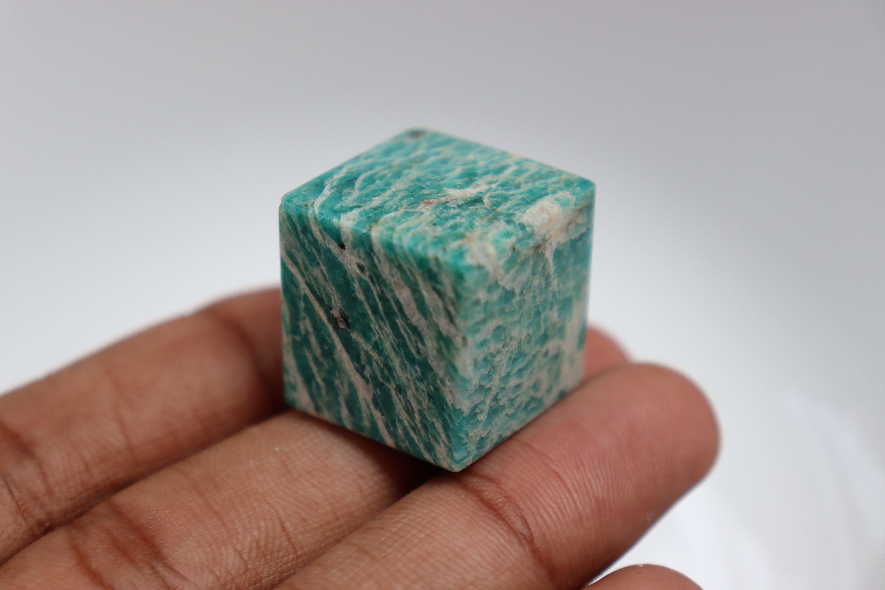 Amazonite Cube Stone - Blue Amazonite Polished Stone, Amazonite Crystal, Natural Amazonite Stone, Healing Stone, Crystal, Cube Stone.