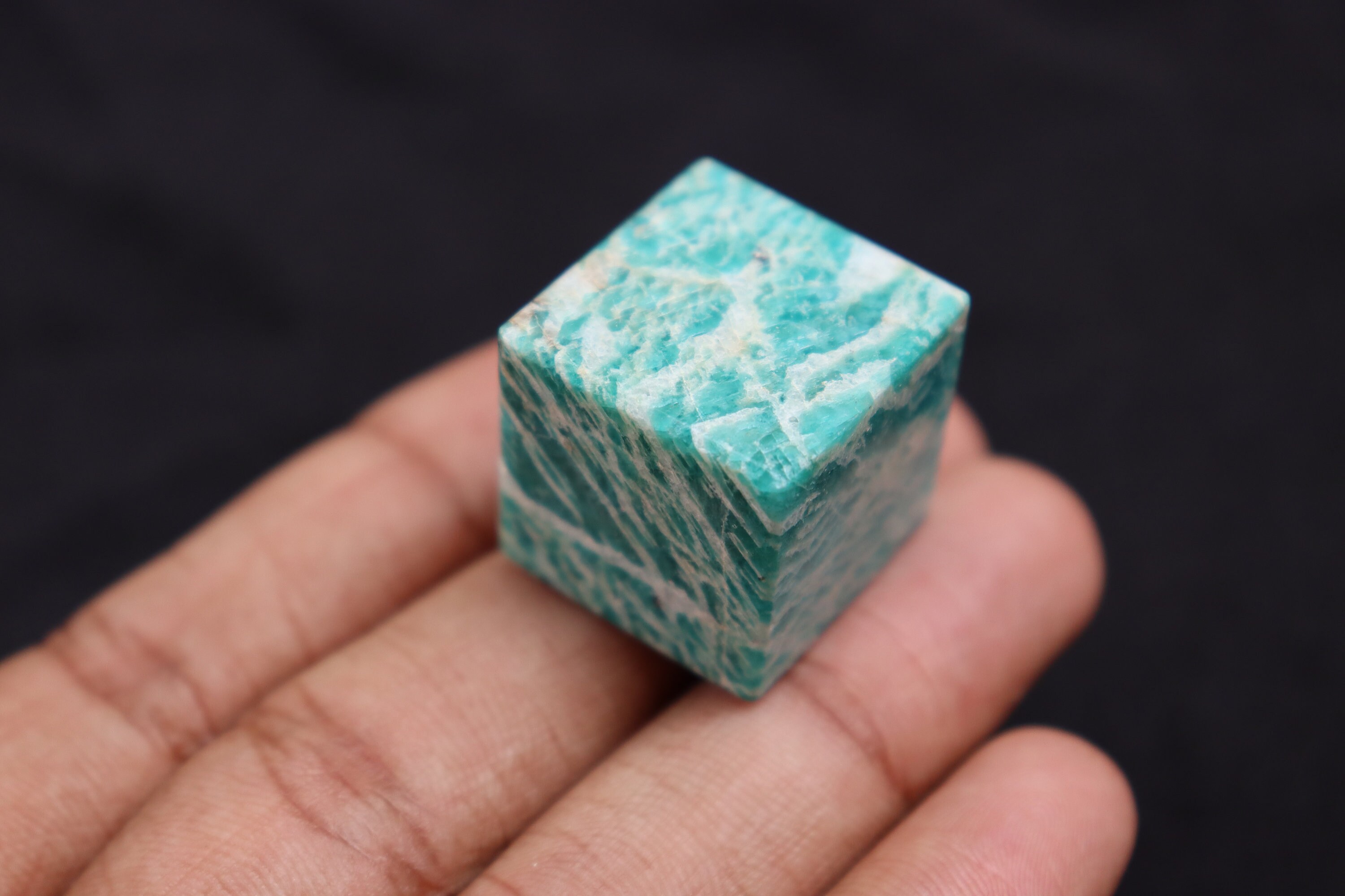 Amazonite Cube Stone - Blue Amazonite Polished Stone, Amazonite Crystal, Natural Amazonite Stone, Healing Stone, Crystal, Cube Stone.