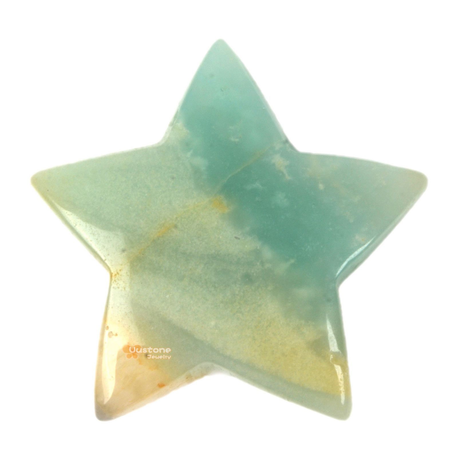 G6174.23 30mm Carved Amazonite Gemstone Crystal Healing Star Stone Diy