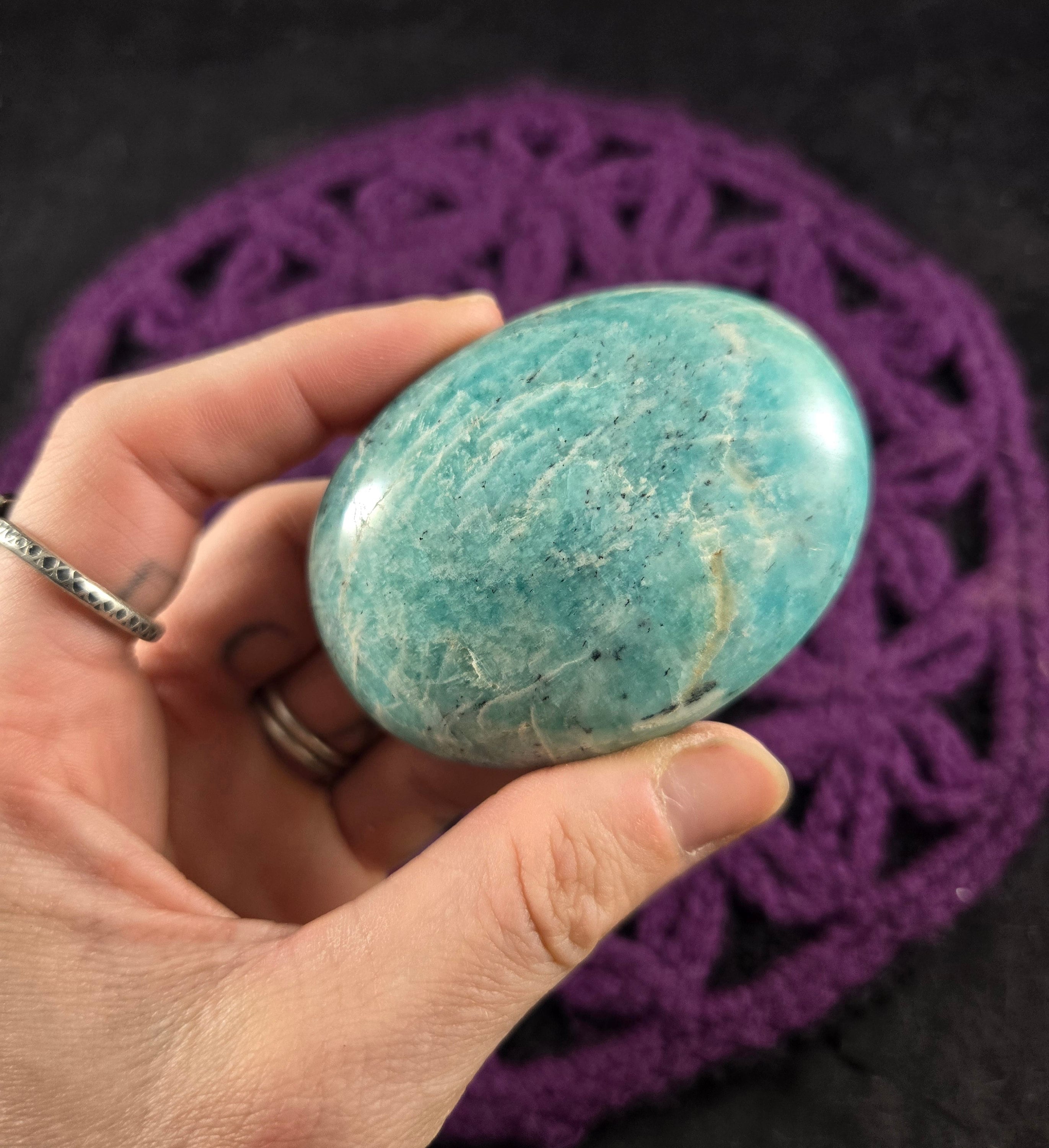 Amazonite Gallet Palmstone Green Crystal Stones Crystals Palm Stone Unique Natural Green