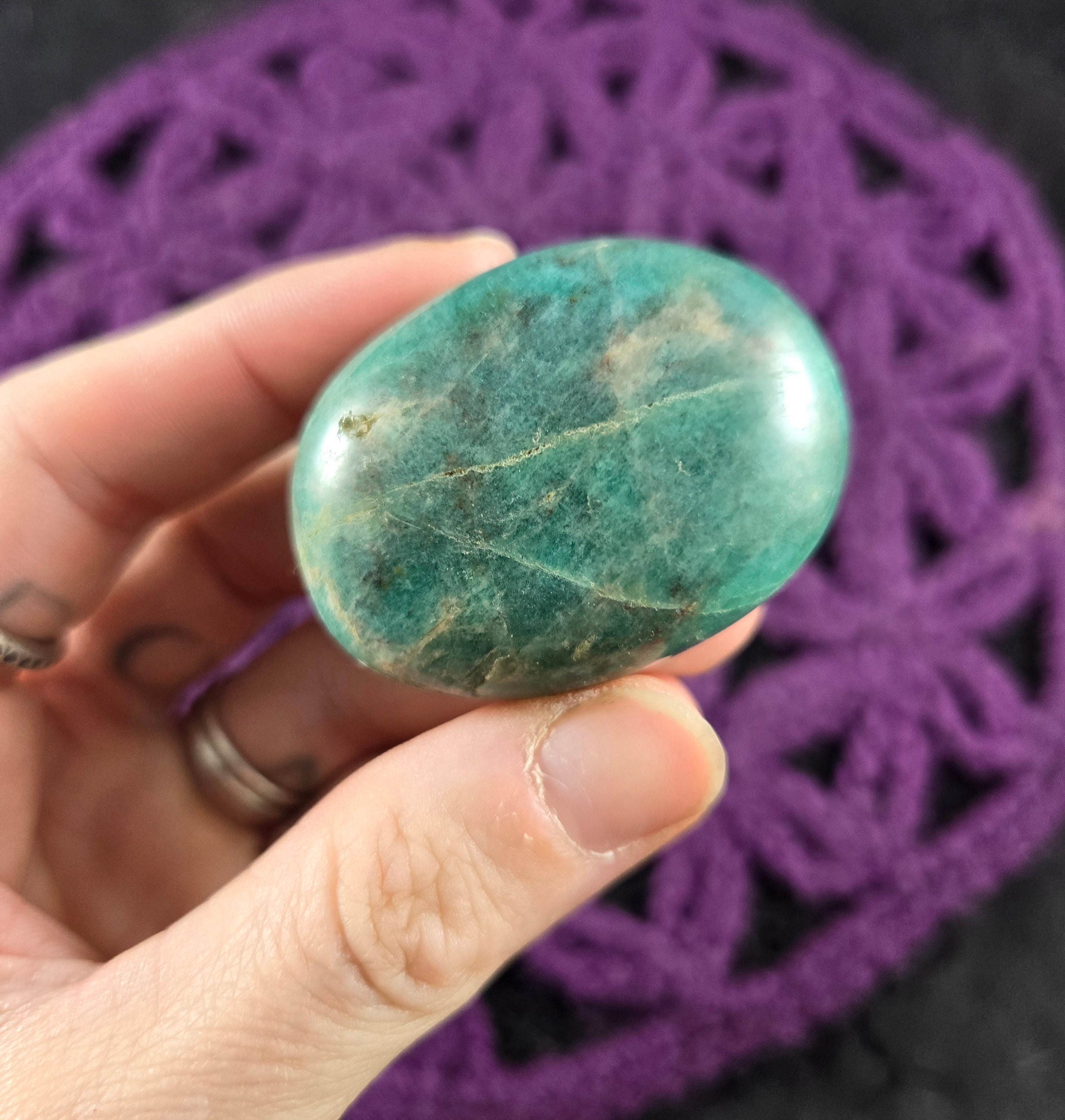 Amazonite Gallet Small Palmstone Green Crystal Stones Crystals Small Palm Stone Unique Natural Green