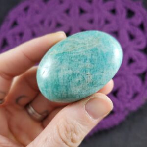 Amazonite Gallet Small Palmstone Light Green Crystal Stones Crystals Bright Palm Stone Unique Natural Green Silver Shimmer