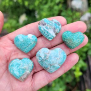 Amazonite Heart Crystal: Natural Teal Amazonite Stone Carving