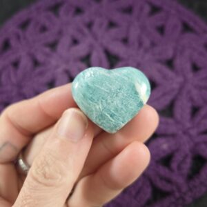 Amazonite Heart Shaped Crystal Stones Small Pocket Crystals Unique Polished Rock Natural Green Gift