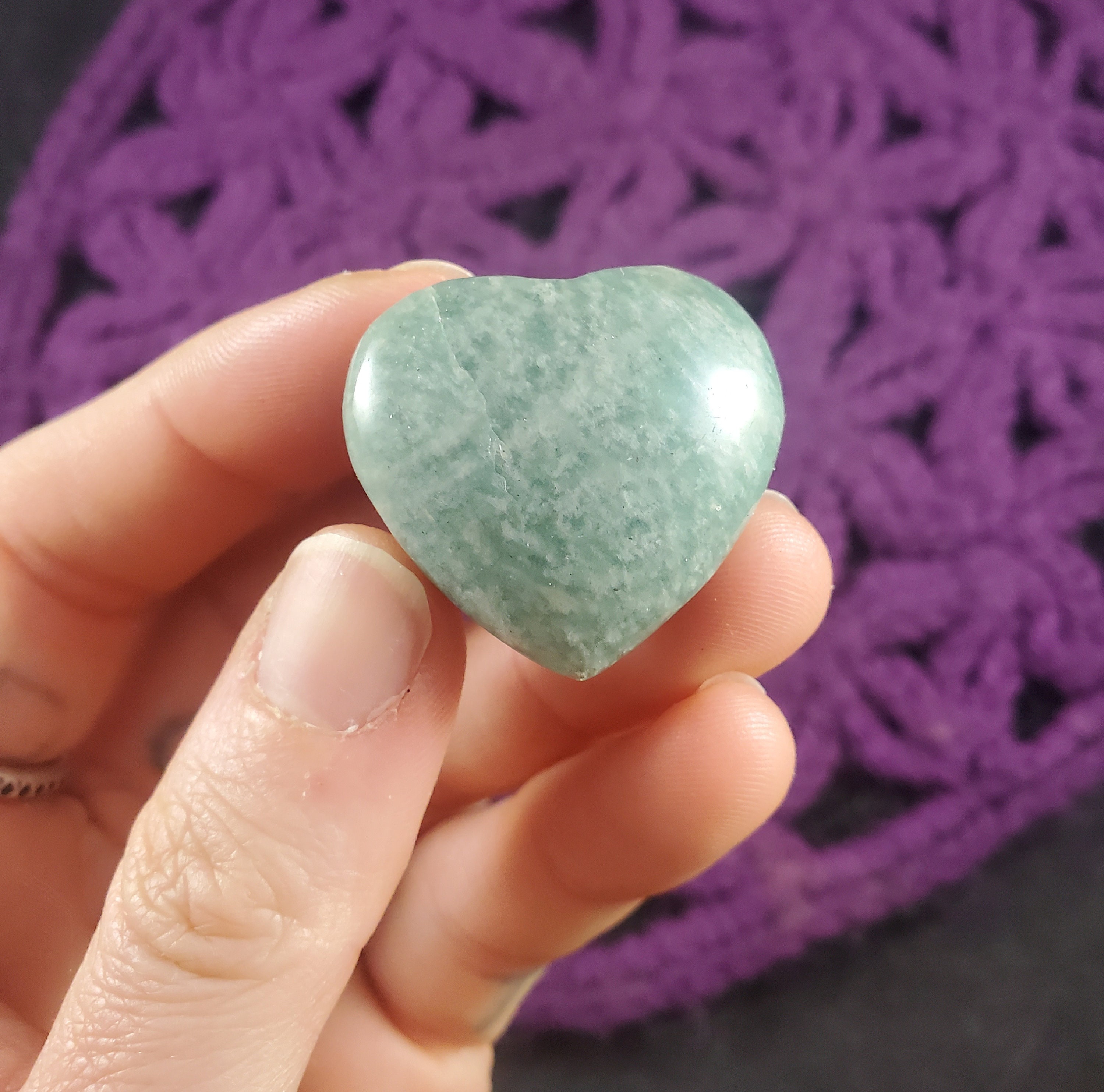 Amazonite Heart Shaped Crystal Stones Small Pocket Crystals Unique Polished Rock Natural Green Gift