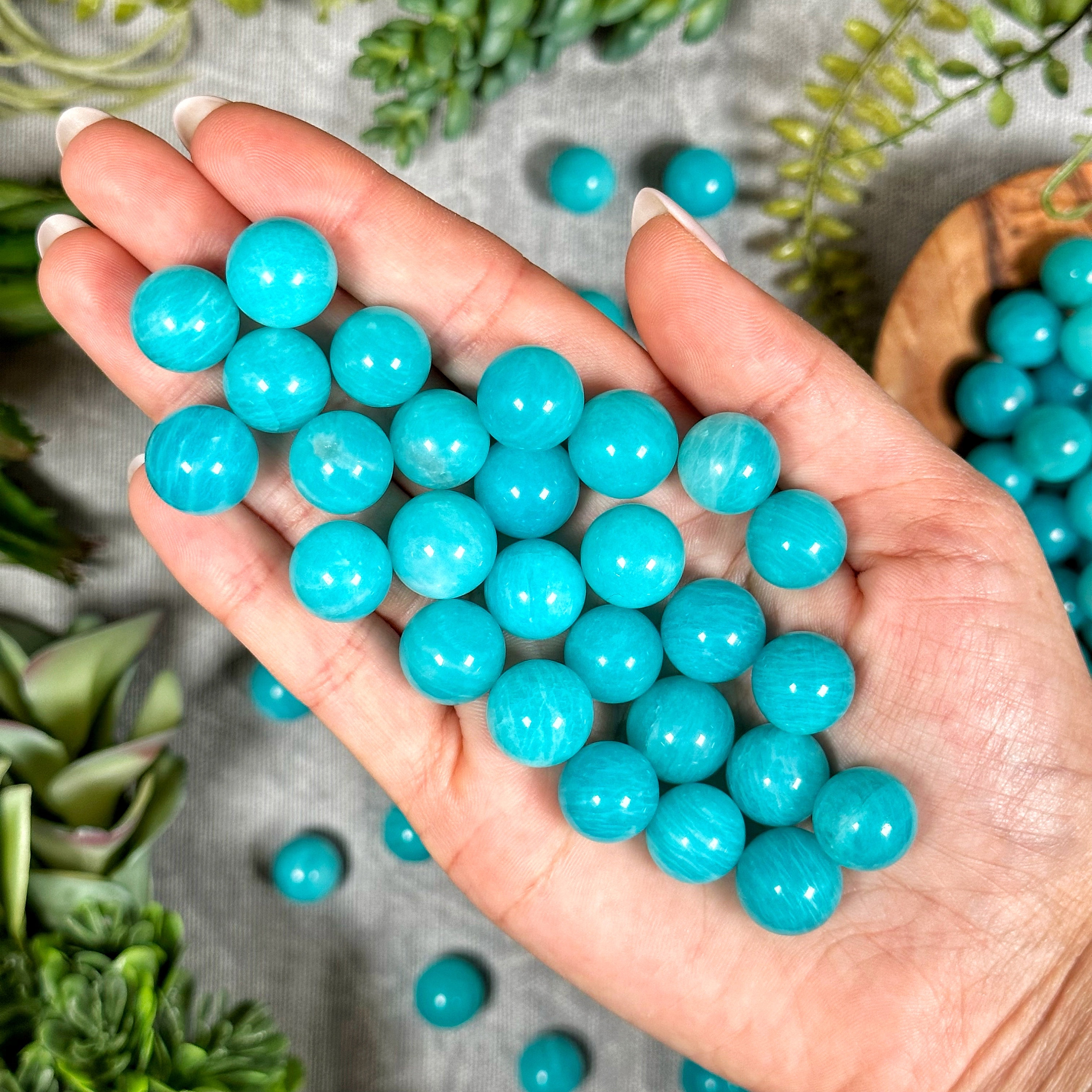 Amazonite Mini Sphere | 10-15mm | - No. 508 (polished Blue Crystal Ball, Throat Chakra, Peace)